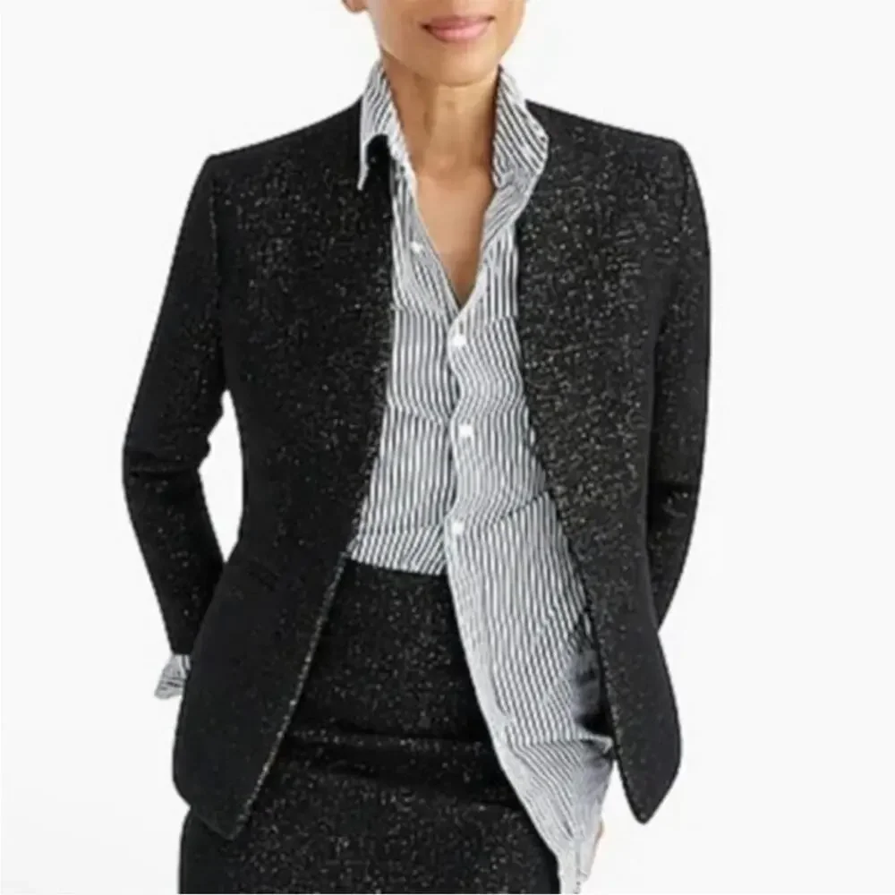 J. Crew Going Out Slim Fit Blazer in Black Tinsel Tweed Size 4